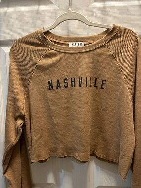 Nash Cropped Waffle-Knit Sweatshirt - Tan